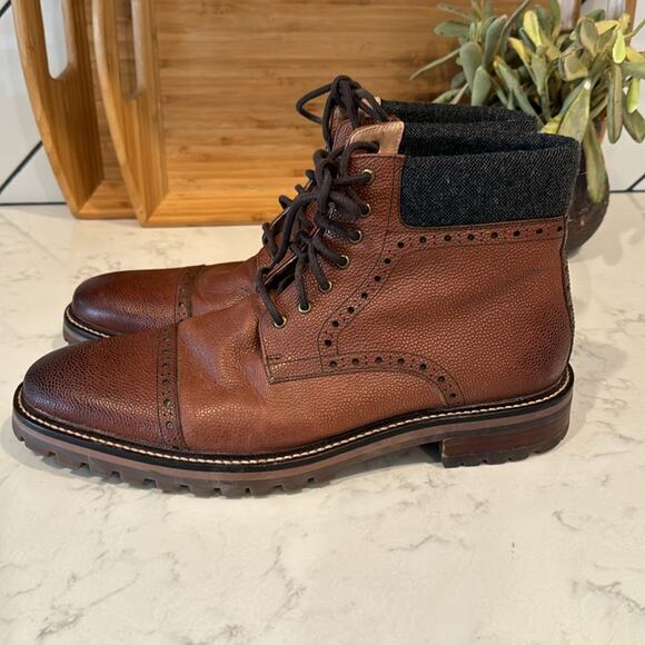 Warfield & Grand Darren cap toe lace up boots rugged academia leather size 11 - Picture 4 of 12
